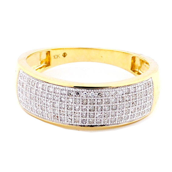 10K Gold Wedding Ring 0.28cttw Diamond Mens 7mm Wide Banddo 34403896